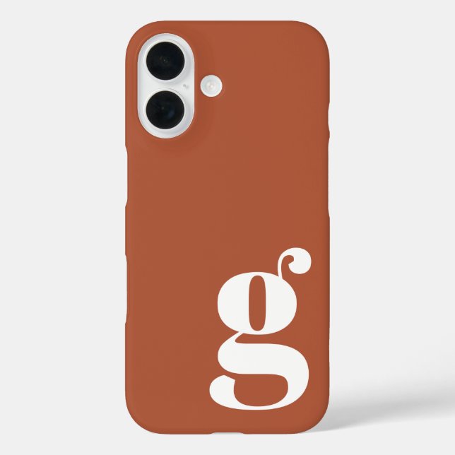 Cute Minimalist Monogram Letter in Rust Case-Mate iPhone Case (Back)