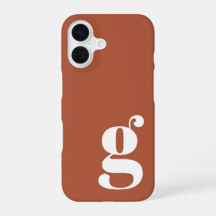 Cute Minimalist Monogram Letter in Rust iPhone 16 Case