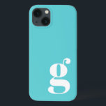 Cute Minimalist Monogram Letter in Turquoise Blue iPhone 13 Case<br><div class="desc">Cute Minimalist Monogram Letter in Turquoise Blue iPhone 13 Case</div>
