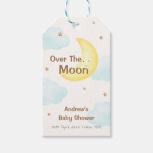 Cute Minimalist Over The Moon Baby Shower Gift Tags