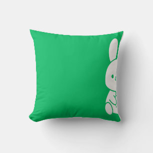 Cute Minimalist Peeking Bunny Illustration Throw Pillow