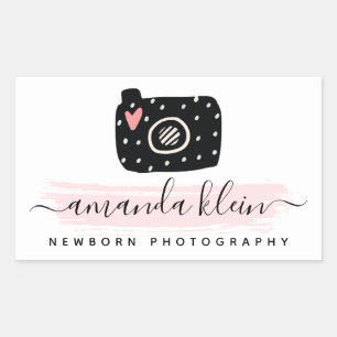 Cute Minimalist Photographer Camera Black & Pink Sticker