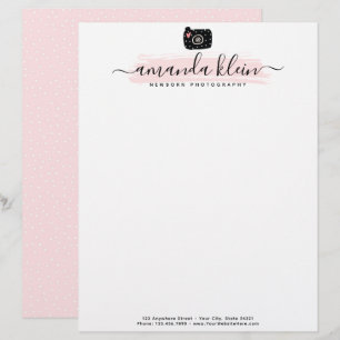 Cute Minimalist Photographer Camera Custom Logo Letterhead