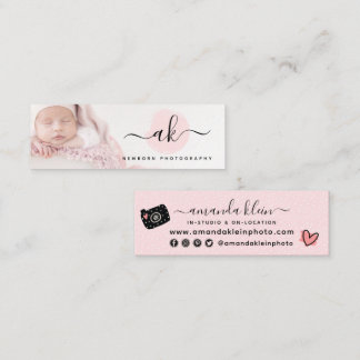 Cute Minimalist Photographer Camera Custom Photo Mini Business Card