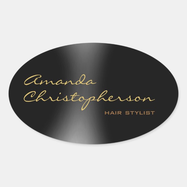 Cute Minimalist Plain Modern Calligrapy Black  Oval Sticker (Front)