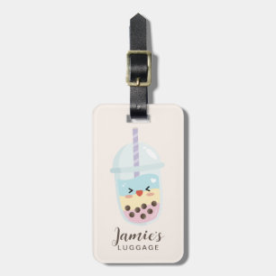 Cute Minimalist Rainbow Boba Bubble Tea Luggage Tag