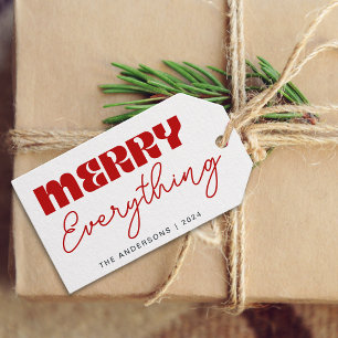Cute Minimalist Retro Merry Everything Script Gift Tags