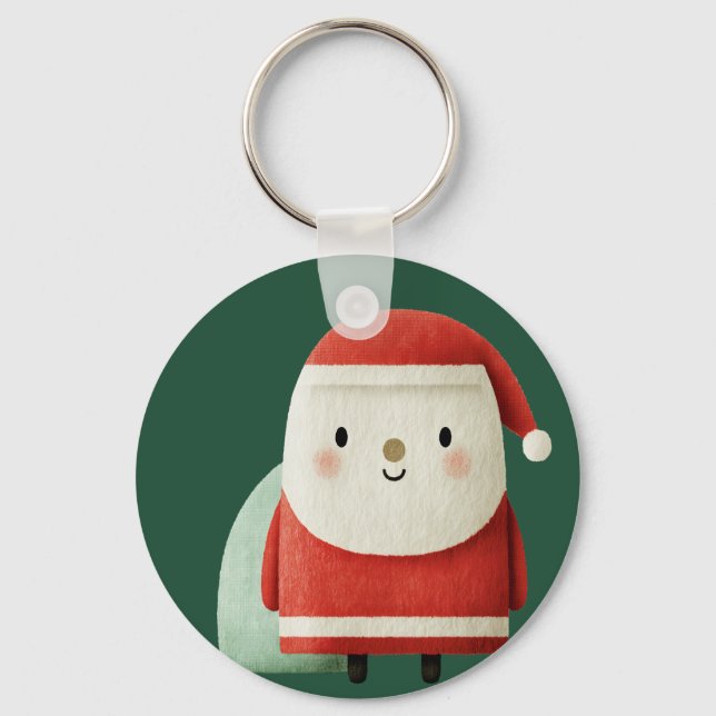Cute Minimalist Santa Claus Keychain (Front)