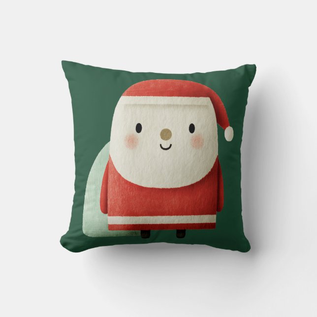 Cute Minimalist Santa Claus Throw Pillow (Front)