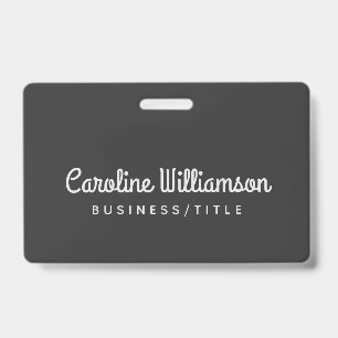 Cute Minimalist Script Typography Name Black White Badge
