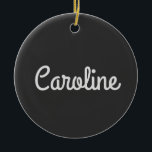 Cute Minimalist Script Typography Name Black White Ceramic Ornament<br><div class="desc">Cute Minimalist Script Typography Name Black White Ornament</div>