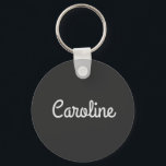 Cute Minimalist Script Typography Name Black White Keychain<br><div class="desc">Cute Minimalist Script Typography Name Black White Keychain</div>