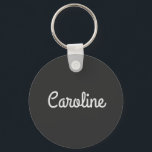 Cute Minimalist Script Typography Name Black White Keychain<br><div class="desc">Cute Minimalist Script Typography Name Black White Keychain</div>