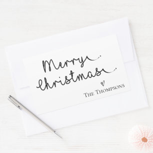 Cute Minimalist Simple Black White Merry Christmas Sticker
