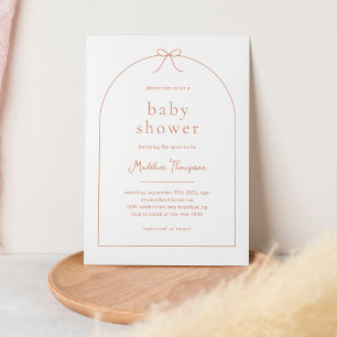 Cute Minimalist Terracotta Ribbon Bow Baby Shower  Invitation