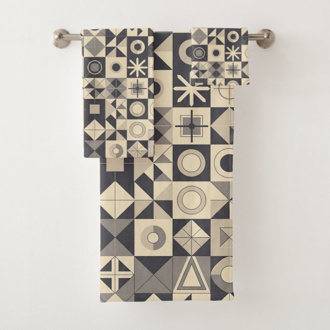 Cute minimalist tiled pattern bath towel set (Insitu)