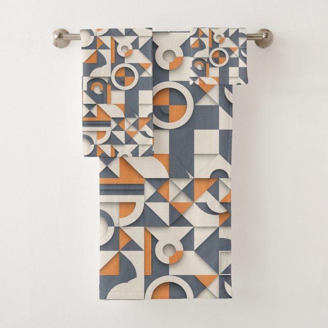 Cute minimalist tiled pattern  bath towel set (Insitu)