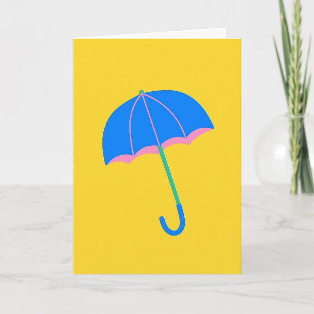 Cute Minimalist Umbrella Illustration in Yellow  Note Card (Front)