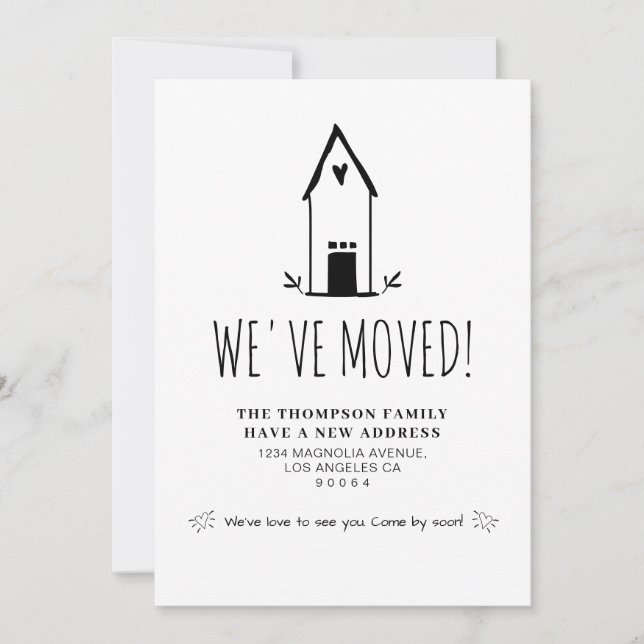 Cute Minimalist We've Moved New Address Moving Ann Announcement (Front)
