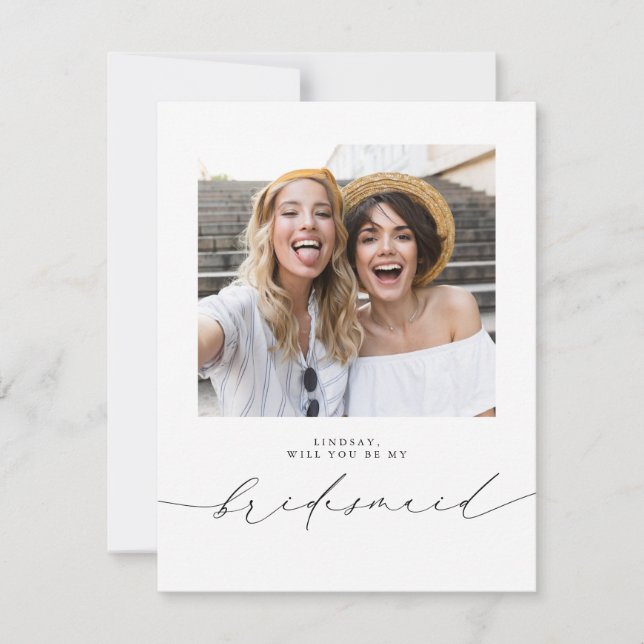 Cute Minimalist Will You Be My Bridesmaid Photo (Front)