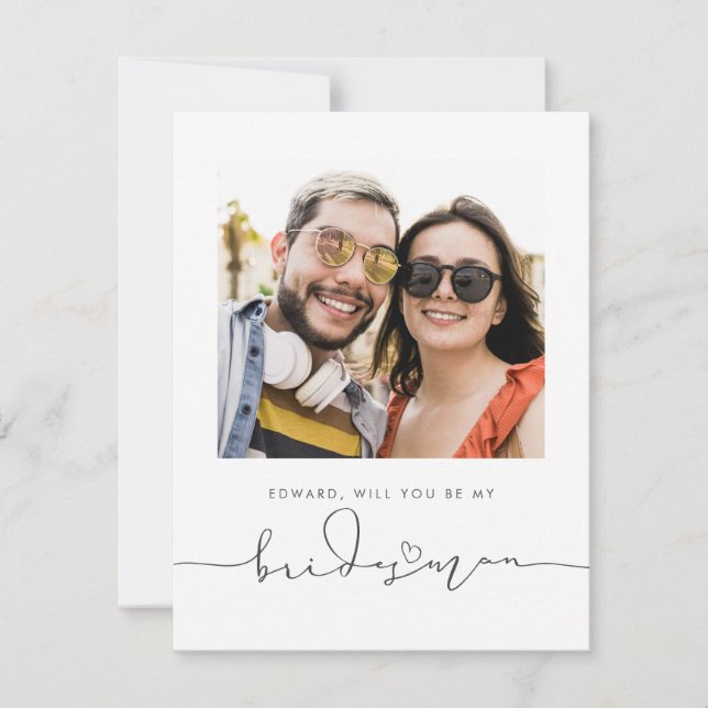 Cute Minimalist Will You Be My Bridesman Photo (Front)