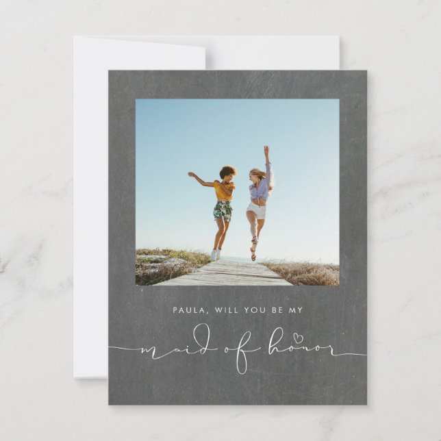 Cute Minimalist Will You Be My Maid of Honour Phot (Front)
