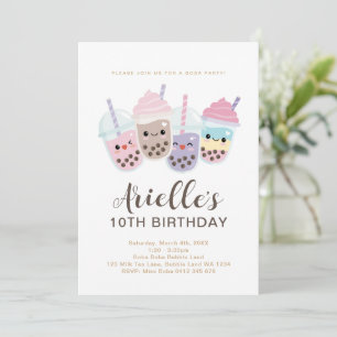 Cute Minimaliste Boba Bubble Lait Thé Invitation