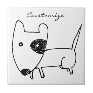 Cute Minimalistic Black-eye Dog Thunder_Cove Tile