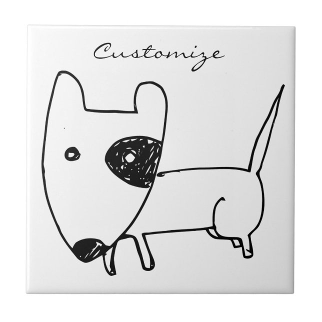 Cute Minimalistic Black-eye Dog Thunder_Cove Tile (Front)