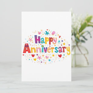 Cute Minimalistic bright colourful Anniversary  Holiday Card