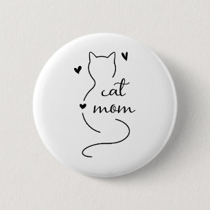 Cute Minimalistic Cat Mam Cat Mama Kitty Kitten Ca 2 Inch Round Button