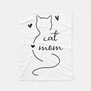 Cute Minimalistic Cat Mam Cat Mama Kitty Kitten Ca Fleece Blanket
