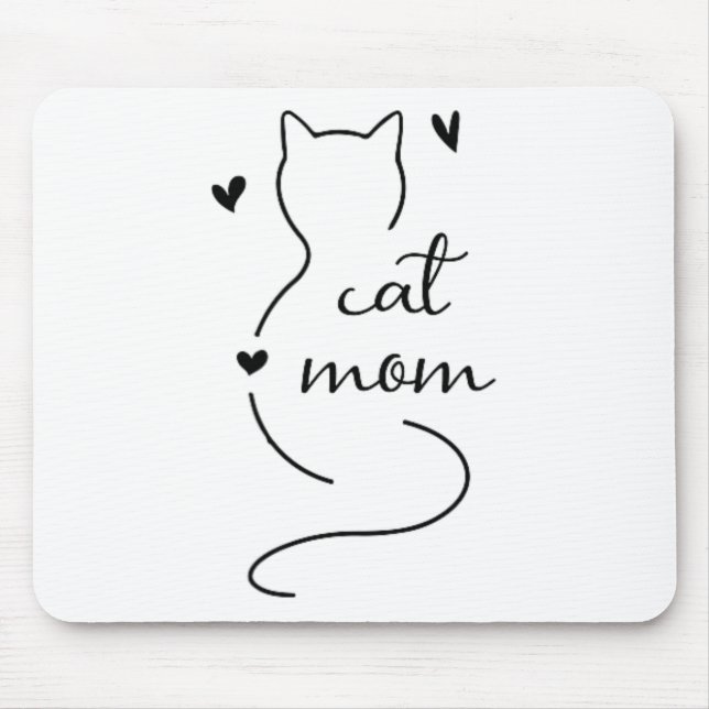 Cute Minimalistic Cat Mam Cat Mama Kitty Kitten Ca Mouse Pad (Front)