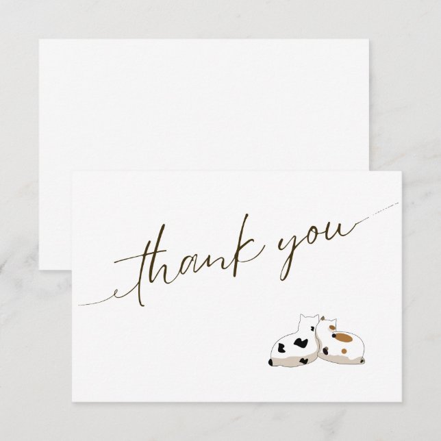 Cute minimalistic script cats couple thank you card (Front/Back)