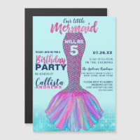 Cute Mint Blue Pink Mermaid Tail Glitter Birthday