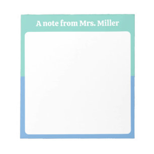 Cute Mint & Blue Simple Modern Personalized Name Notepad