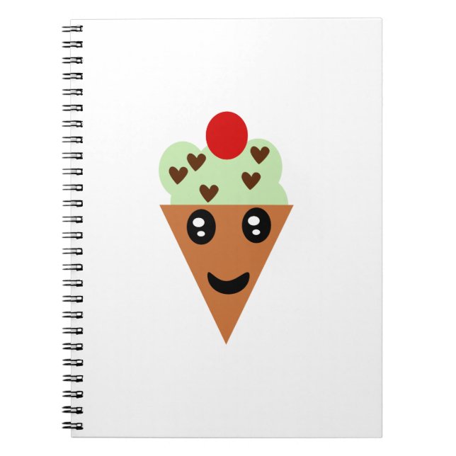 Cute Mint Chocolate Chip Ice Cream Notebook (Front)