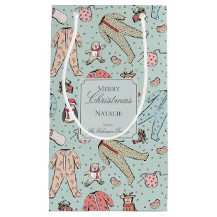 Cute Mint Green Baby Girl Christmas Custom Small Gift Bag