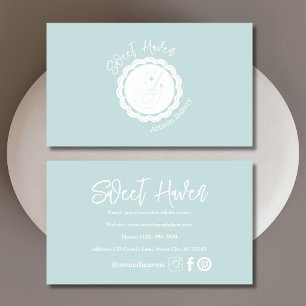 Cute Mint Green Cooking Utensil Bakery Business Card
