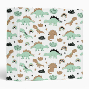 Cute Mint Green Dinosaur Pattern Binder