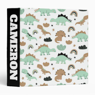 Cute Mint Green Dinosaur Pattern Binder