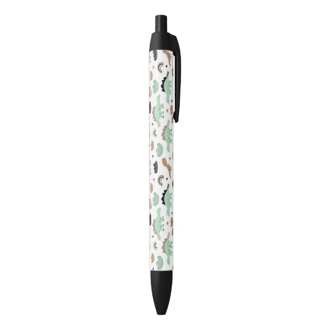 Cute Mint Green Dinosaur Pattern Black Ink Pen (Bottom (Vertical))