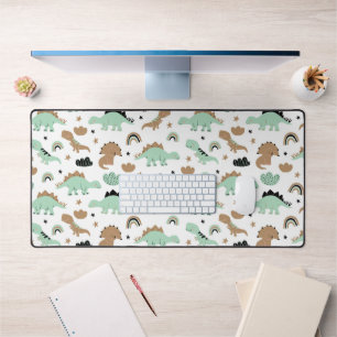 Cute Mint Green Dinosaur Pattern Desk Mat