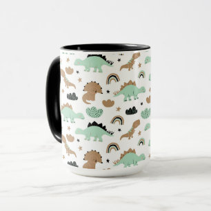 Cute Mint Green Dinosaur Pattern Mug