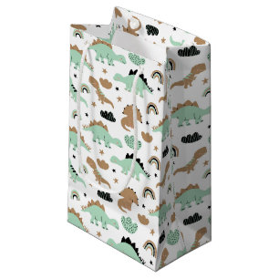 Cute Mint Green Dinosaur Pattern Small Gift Bag