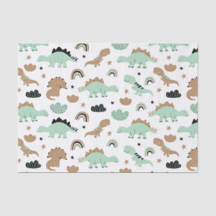 Cute Mint Green Dinosaur Pattern Tissue Paper