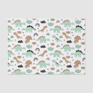 Cute Mint Green Dinosaur Pattern Tissue Paper