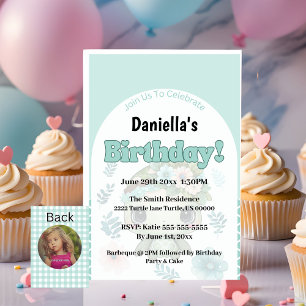 Cute Mint Green Turtle Invitation de fête d'annive