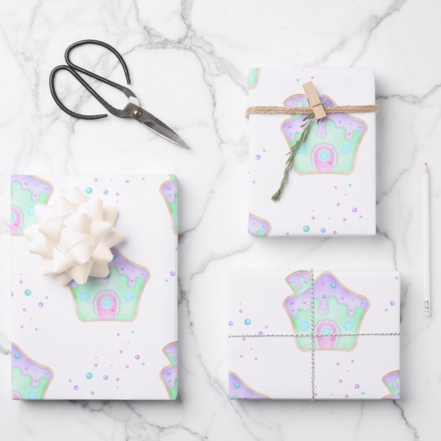 Cute Mint Kids Christmas Gingerbread House Holiday Wrapping Paper Sheet (Front)