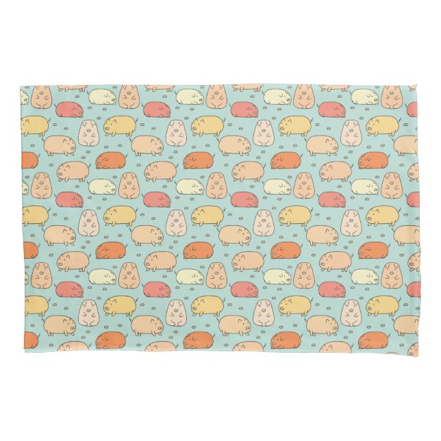 Cute Mint Pig Pattern Pillowcase (Front)